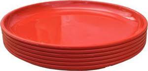 Plastic Red Colour Plates Set Of 6