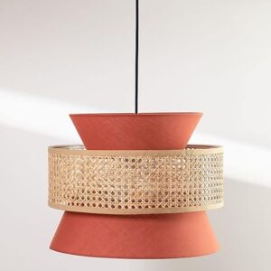Akway Wicker Rattan Webbing Bamboo Hanging Lamp Pendant Lamp Home Decoration