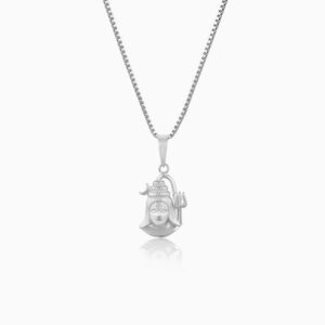 Silver Color Shiv Ji Locket With Chain For Unisex