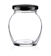 Transparent Grocery Glass Jar With Black Lid