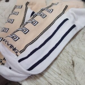 Cream And White Color Mens Socks 1 Pair