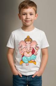 ganesha print white t shirt for kids boys size 22