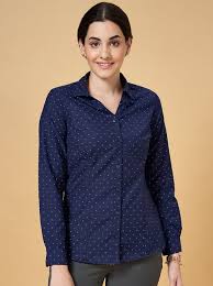 Annabelle by Pantaloons Navy Printed Shirt for women size S