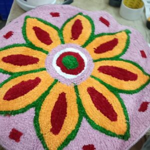 Yug Home Decor Vibrant Cotton Rangoli Doormat Welcome Home in Multicolour