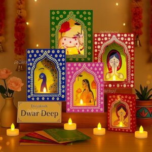 Divyakosh Paper Deep Dwar Pack of 4 With LED Candles pack of 3
