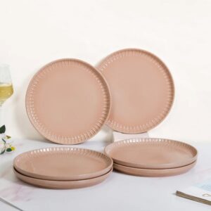 Nestasia Costola Ceramic Dinner Plate Set Of 6 Pink 10 Inch
