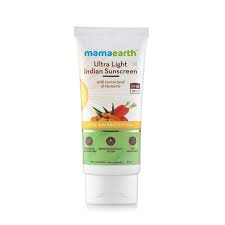 Mamaearth Ultra Light Indian Sunscreen With Carrot Seed Turmeric Tan Protection 80Gm