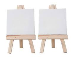 White Color Painting Board With Wooden Stand Set Of 2 10 X 10 Cm