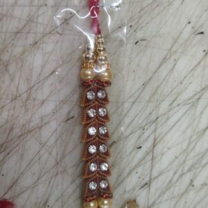 Golden And Red Color Leaf Design Rakhi