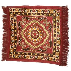 Printed MaroonRed Velvet Pooja Aasan MatPuja Prayer Mat for Sitting in Pooja Room