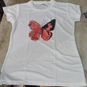 White colour printed t shirt for women size M