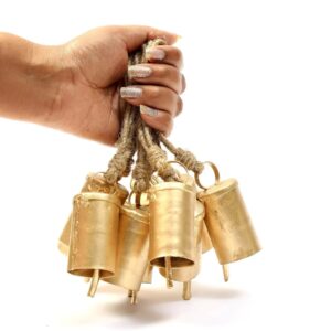 Golden Handmade Brass Cow Bells Set pack of 10