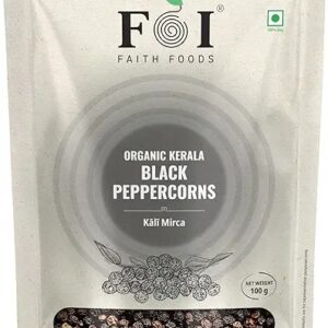 FAITH FOODS Organic Kerala Black Peppercorns 100g