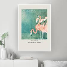 Roze Flamingo Poster En Prints Moderne Muur Kunst Groen Landschap Canvas Schilderij Vintage