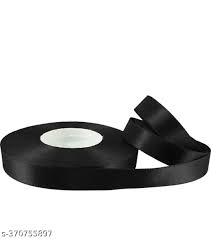 Cotton Black Satin Ribbon Half Inch Size Length 18Mtr For Multiple Use