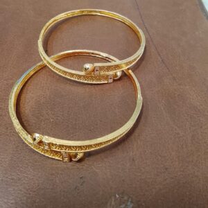 Golden Color Bangles Set For Women Size 2 Point 6