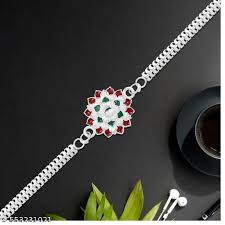 Floral Silver Rakhi Bracelet For Raksha Bandhan Designer Rakhi For Brother