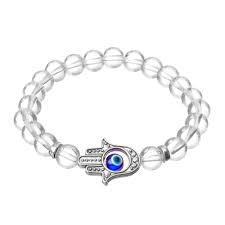 Adam Evil Eye Clear Quartz Natural Stone Bracelet 1Pc