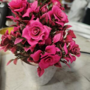 Pink And Green Artificial Flower Pot Pack Of 5