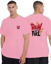 Shein Men Pink Color Printed T Shirt Size M