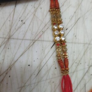 Red And Golden Color Color Stone Design Rakhi