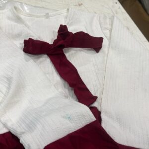 Women Top Maroon And White Color Size S