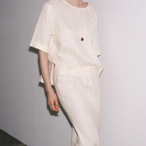 Zara Zw Collection 100 Linen Midi Skirt Size Xs White