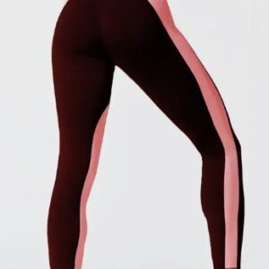 Women Maroon Printed Colour Solid Striped Tights Size M