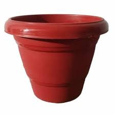 Maroon Round Plastic Flower Pot 12 Inch
