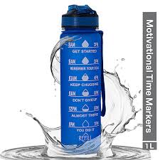 Boldfit Sipper Water Bottle With Motivational Time Markers Blue 1L