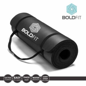 Boldfit Nbr Material Yoga Mat With Carrying Strap 10 Mm Black
