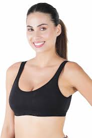 BSoft Cotton Medium Impact Sports Bra For Women Black Colour Size 32
