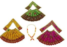 Mata Rani Vastra Devi Mata Poshak Set Of 4 Multicolour