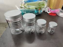 Plastic Round Food Container Set Of 4 Grey