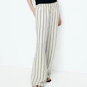 H And M LinenBlend Trousers For Women Beige Size 10