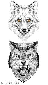 Tatto Sticker Combo Of Lion Wooff Tiger For Men