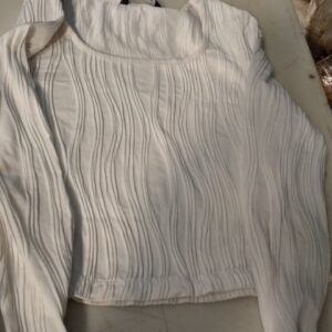 Zudio White Crop Top Full Sleeve For Women Size S