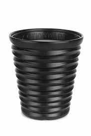Plastic Round Flower Pot Black Pack Of 2