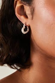 Silver Colour Pave Heart Hoop For Women