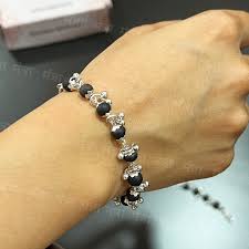 Sterling Silver Plated Artificial Beads Studded Charm Bracelet