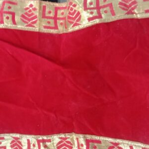 Red Velvet And Golden Border Table Cover For Mandir 10X 30 Inch
