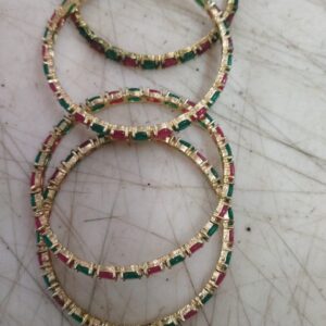 Multicolour Gold Plated Ad Studded Bangles Set Of 4 For Women