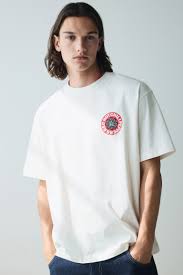 H And M Loose Fit T Shirt For Men White Size Xs