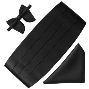 Kingson Black Bow Tie And Cummerbund Set