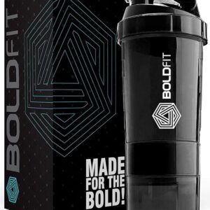 Boldfit Spider Gym Shaker With 2 Extra Compartments Black 500 Ml