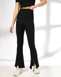 Rio Black Color Women Slit Rib Leggings Size S