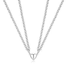 Silver Color Magnetic Heart Shaped Locket Set For Unisex