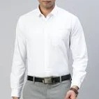 White Cotton Plain Shirt For Men Size 40