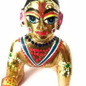 Brass Mart Pure Bras Hand Painted Laddu Gopal Ji Idol Statue 2 Inch