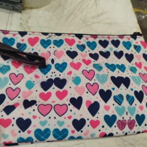 White Printed Multi Purpose Cosmetics Bag Travel Toiletry Or Carrying Purse Zipper